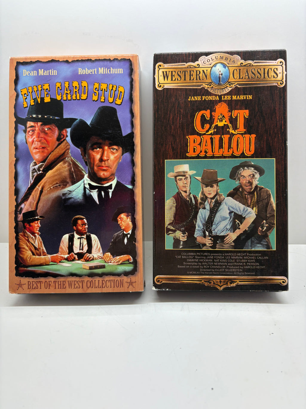 Card Stud (1968) + Cat Ballou (1965) VHS Bundle - Dean Martin, Jane Fonda, Lee Marvin - Classic Westerns - Good Condition TESTED