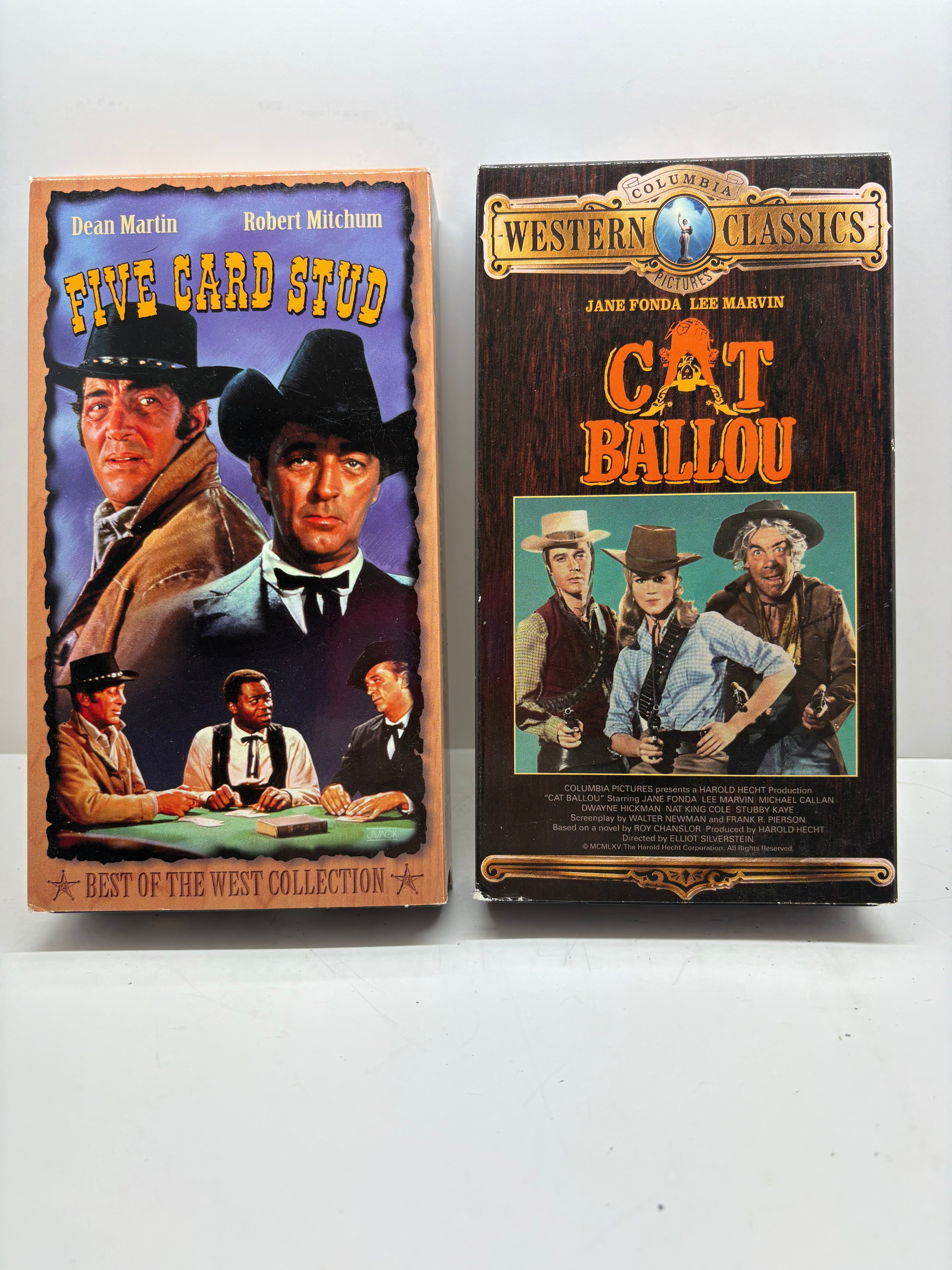 Card Stud (1968) + Cat Ballou (1965) VHS Bundle - Dean Martin, Jane Fonda, Lee Marvin - Classic Westerns - Good Condition TESTED
