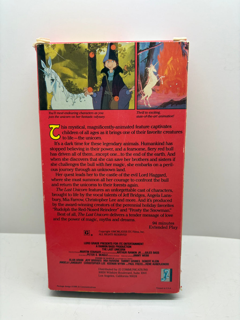 The Last Unicorn VHS (1988) Slipcover - Jeff Bridges, Mia Farrow - Animated Fantasy Classic - Good Condition TESTED