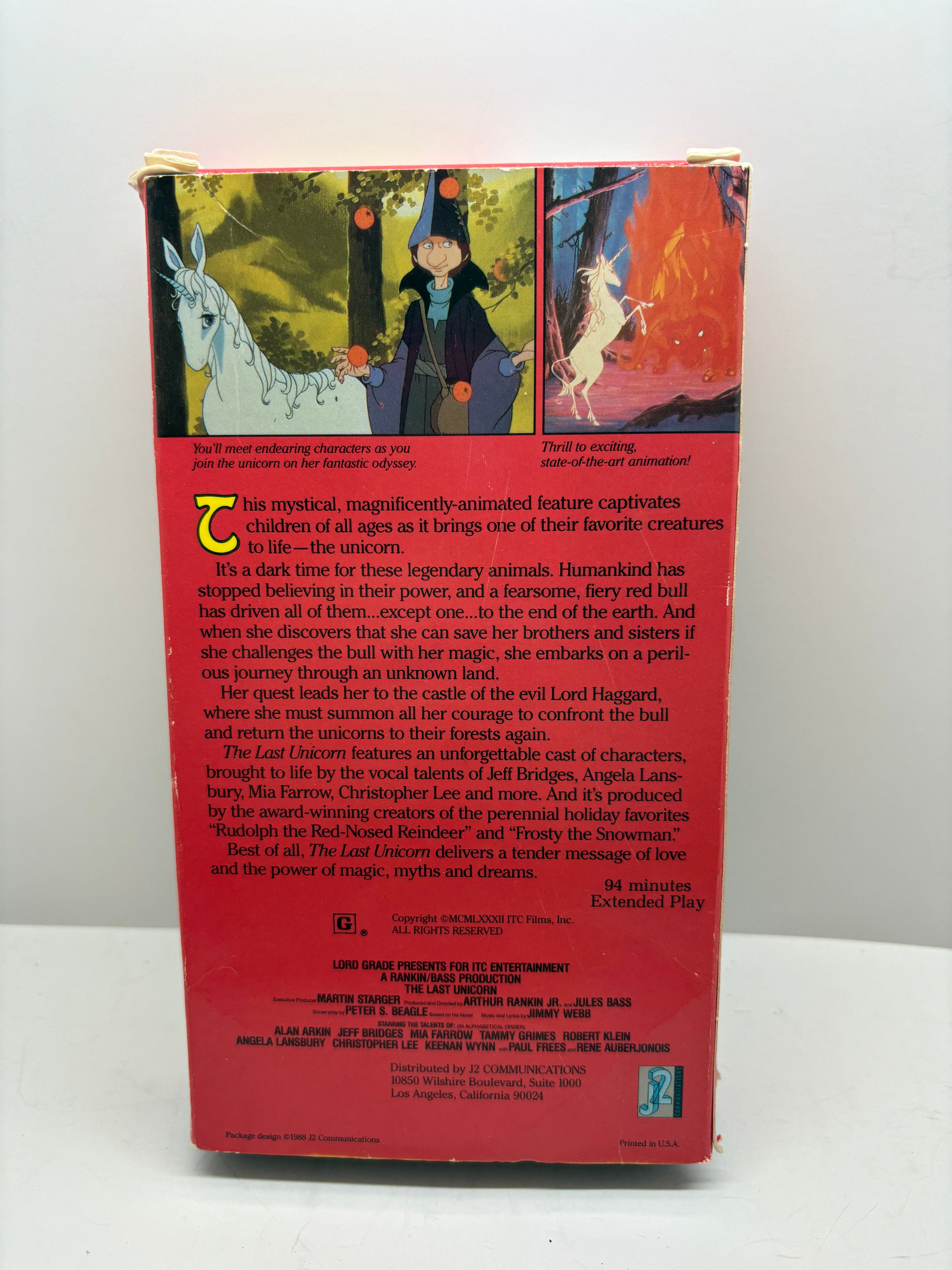 The Last Unicorn VHS (1988) Slipcover - Jeff Bridges, Mia Farrow - Animated Fantasy Classic - Good Condition TESTED
