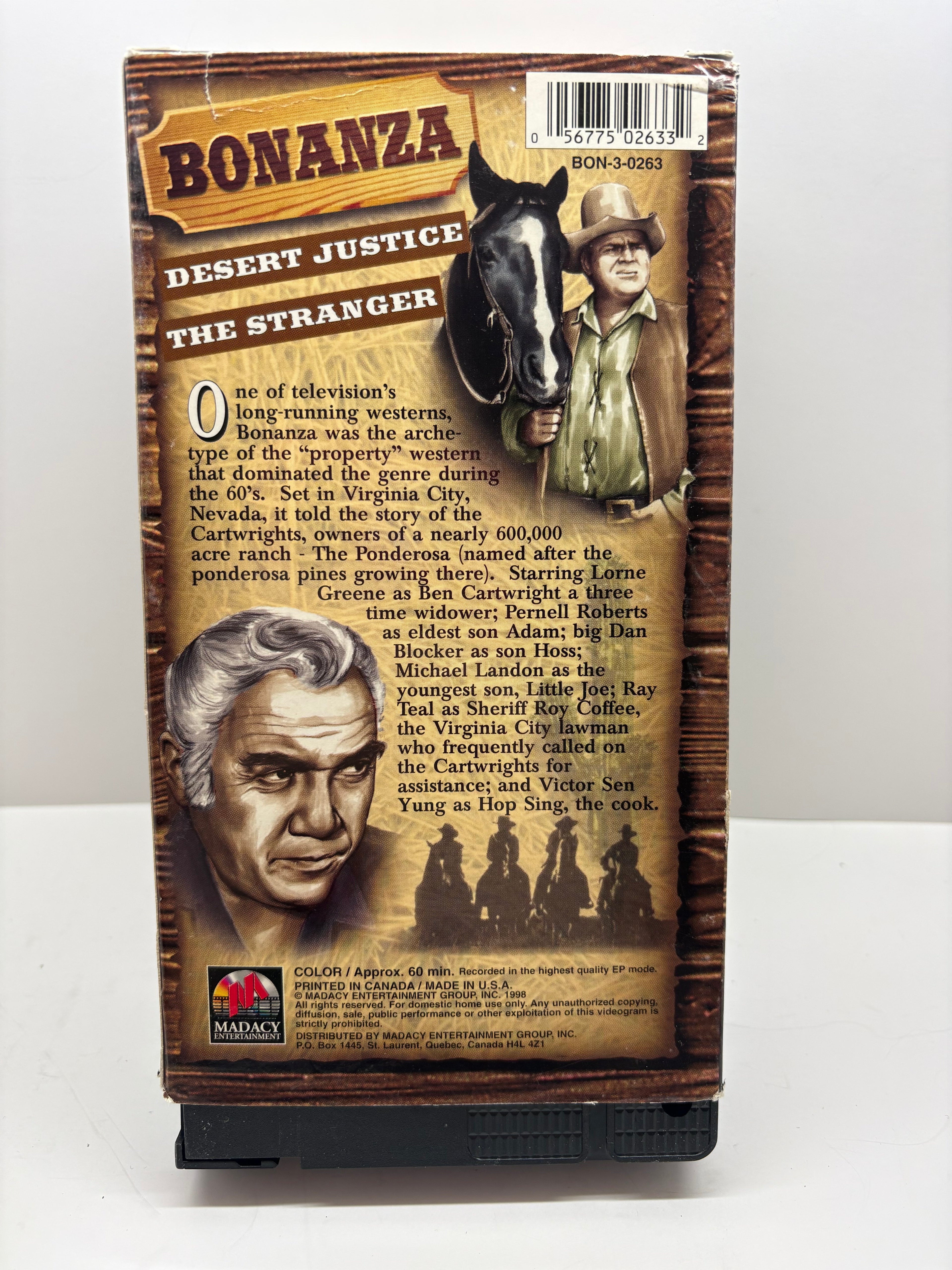Bonanza VHS 2 Tape Set Desert Justice & The Stranger Box Set Great Condition TESTED