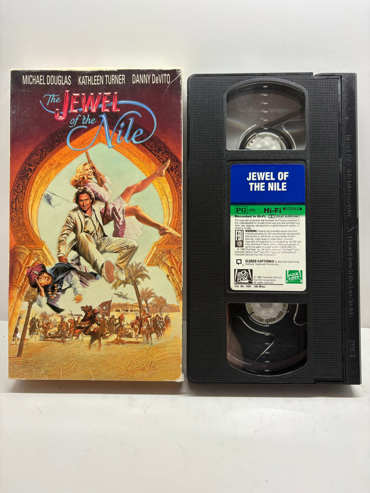 1985 The Jewel of the Nile VHS Fox Video – Michael Douglas, Kathleen Turner, Danny DeVito – Vintage Sequel Adventure