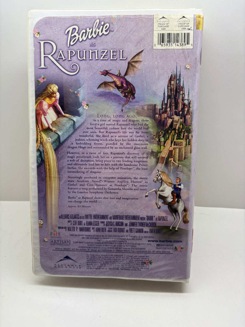 Barbie as Rapunzel VHS (2002) - Starring in a Fairy Tale Adventure - Disney-Style Animated Movie - Good Condition TESTED