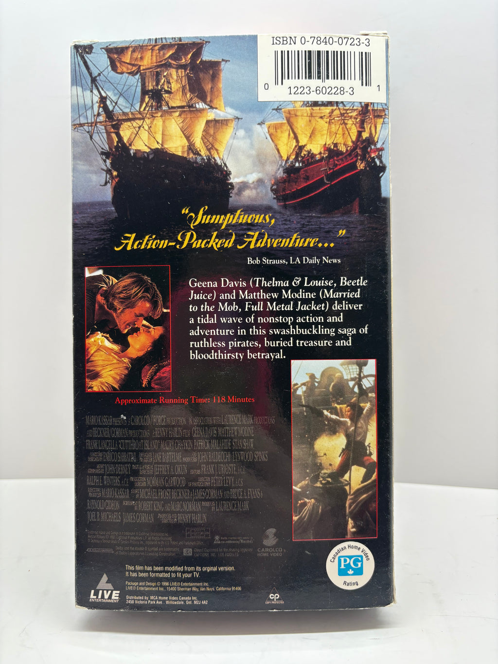 Cutthroat Island VHS Geena Davis Matthew Modine Adventure Film Good Condition TESTED