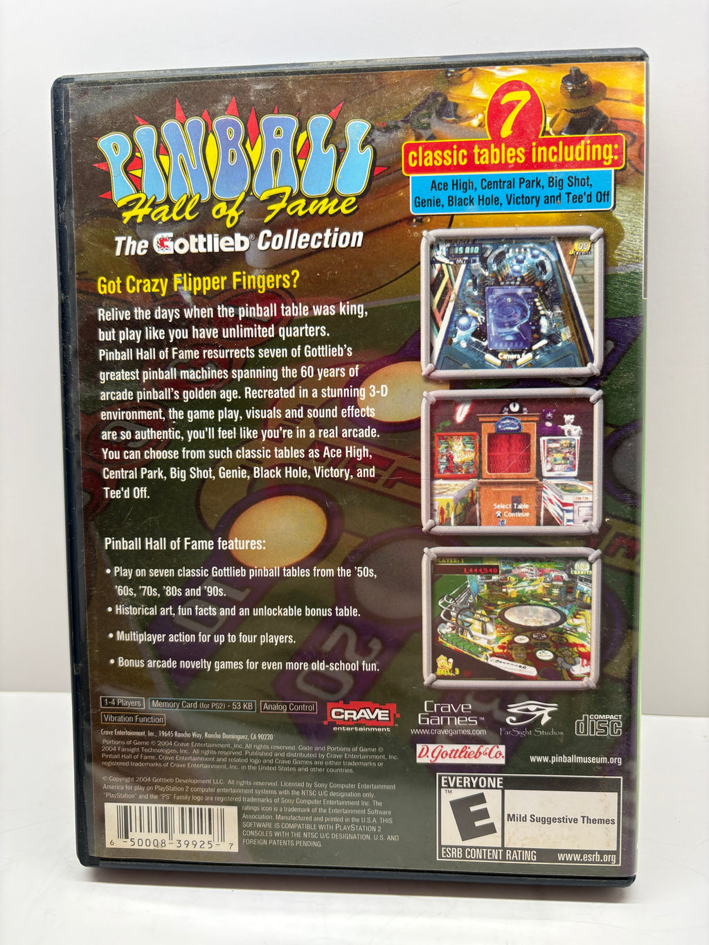 Pinball Hall of Fame Gottlieb Collection PS2 Complete Tested PlayStation 2 Game
