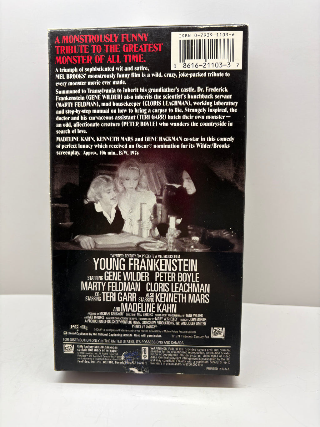 VHS Young Frankenstein 1974 Black And White Release Comedy TESTED