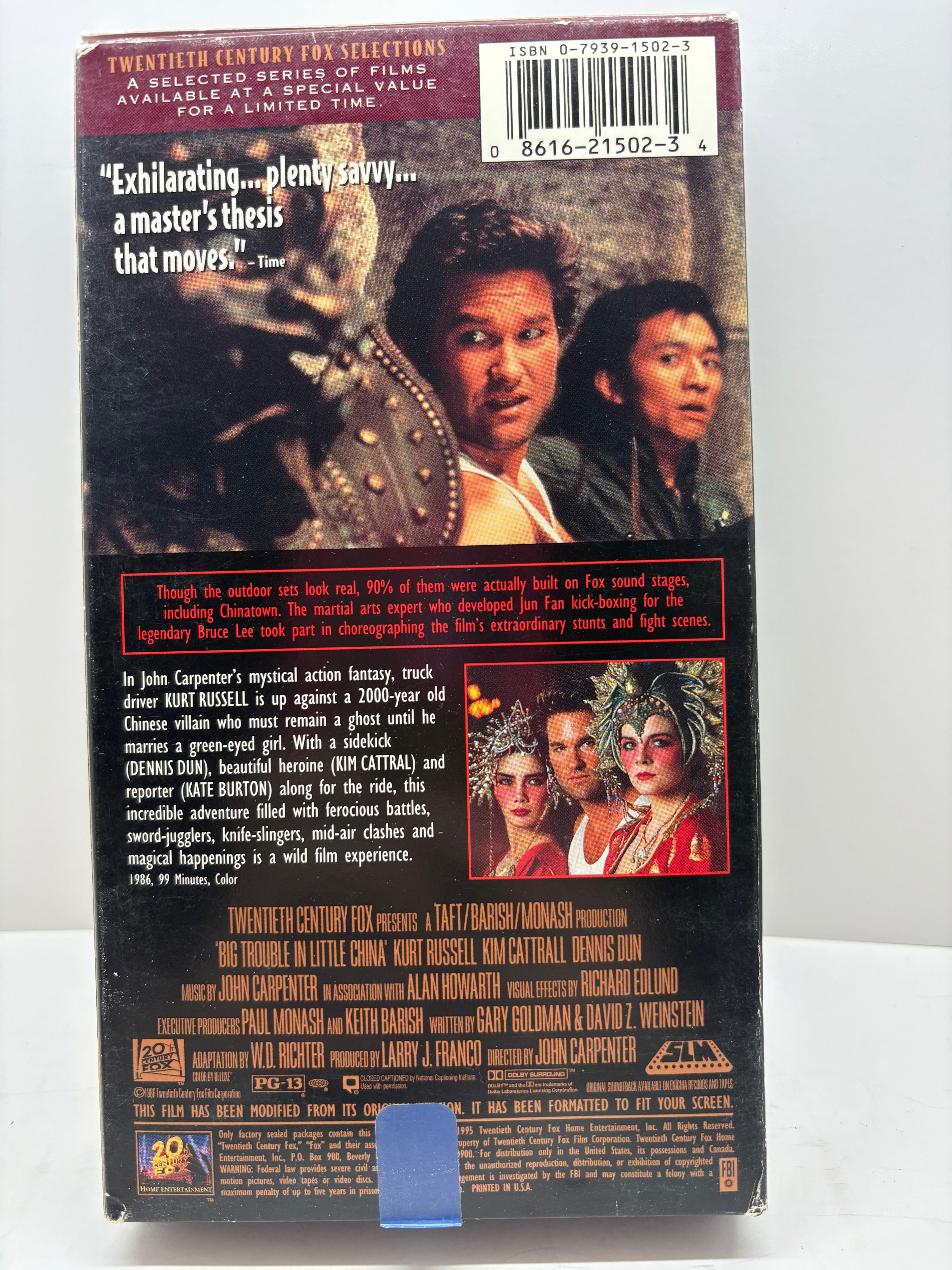 Big Trouble in Little China VHS 20th Century Fox Selection Good Condition