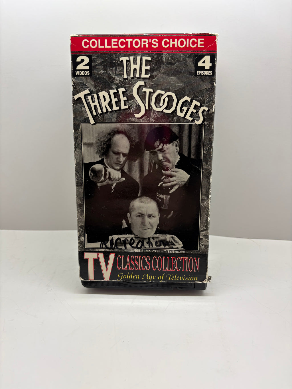 The Three Stooges TV Classics Collection VHS set from 1992. Includes two tapes featuring four classic episodes from The Three Stooges. TESTED