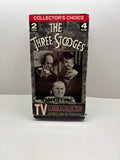 The Three Stooges TV Classics Collection VHS set from 1992. Includes two tapes featuring four classic episodes from The Three Stooges. TESTED