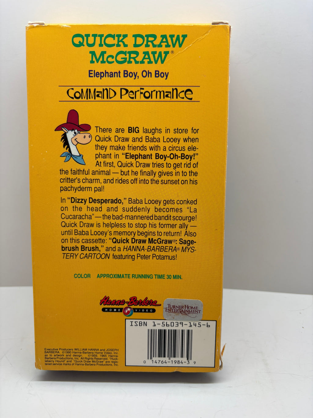 Hanna-Barbera Quick Draw McGraw VHS Command Performance Elephant Oh Boy Rare Clean Copy TESTED