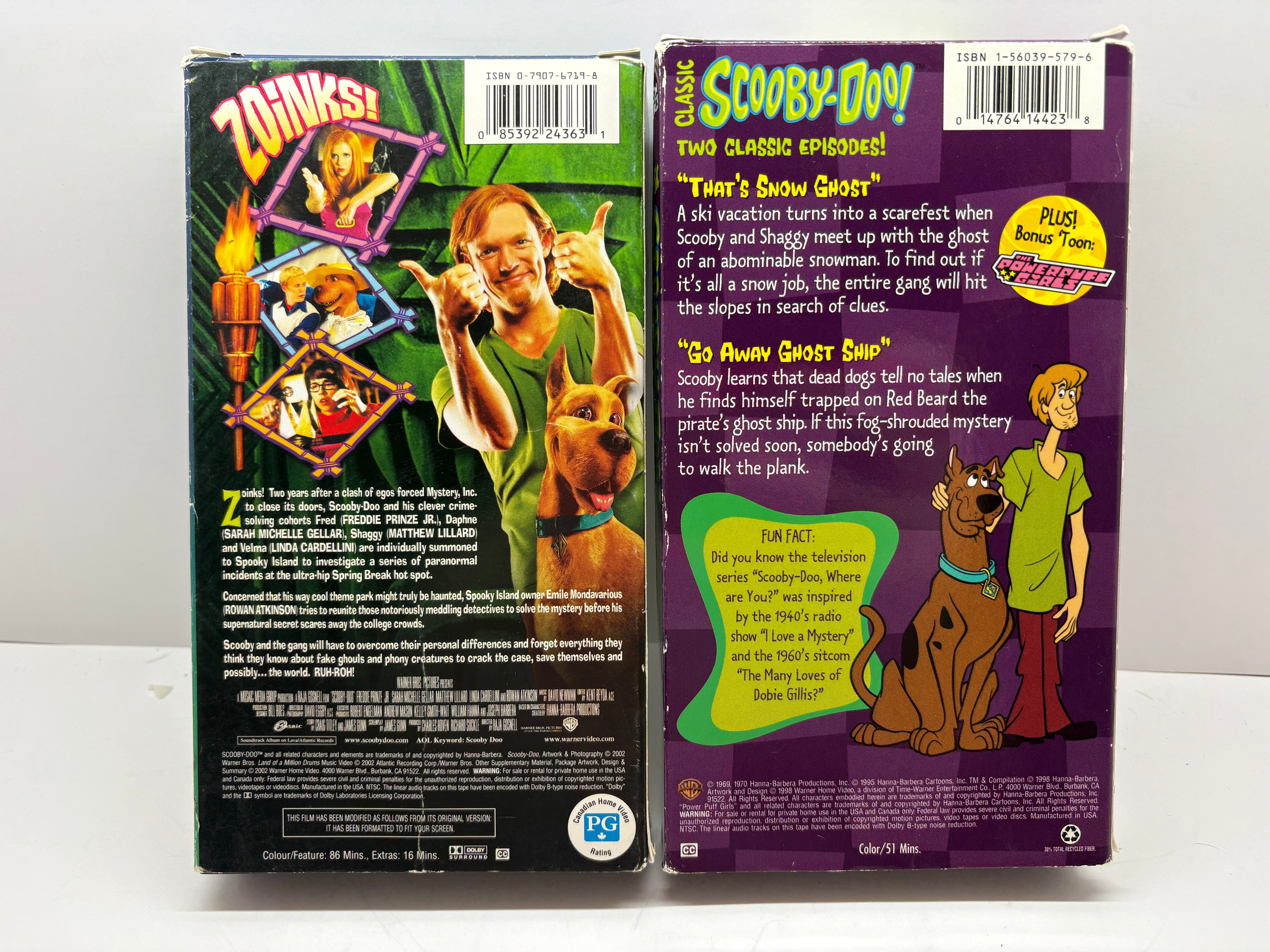 Scooby Doo Pack (2) Classic Scooby Doo Thats Snow Ghost VHS 1998 Cartoon Network and Scooby-Doo (2002) VHS Tape Includes Never-Before-Seen Footage Tested