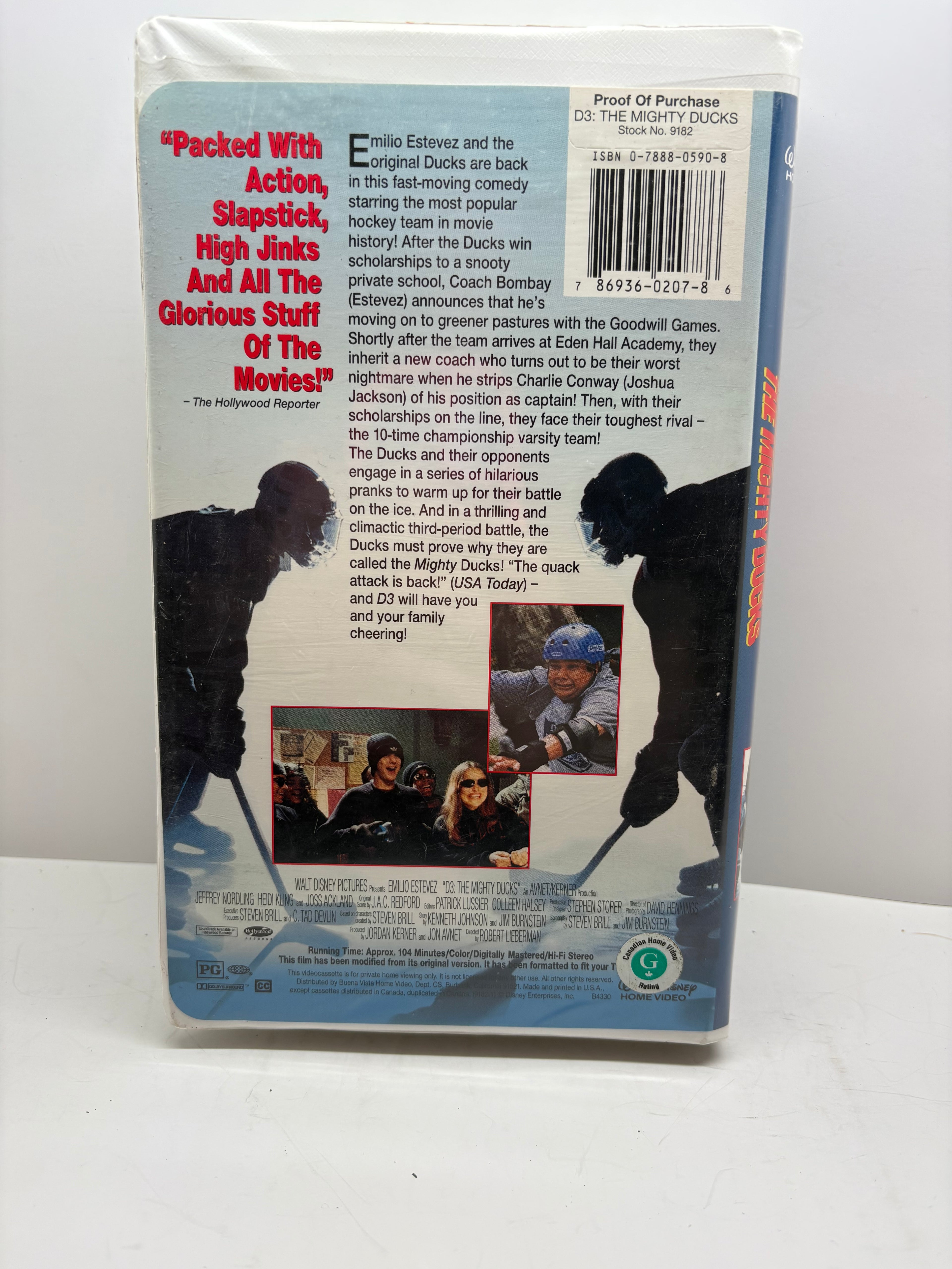 D3: The Mighty Ducks VHS (1996) - Emilio Estevez - Disney Hockey Comedy - Good Condition TESTED