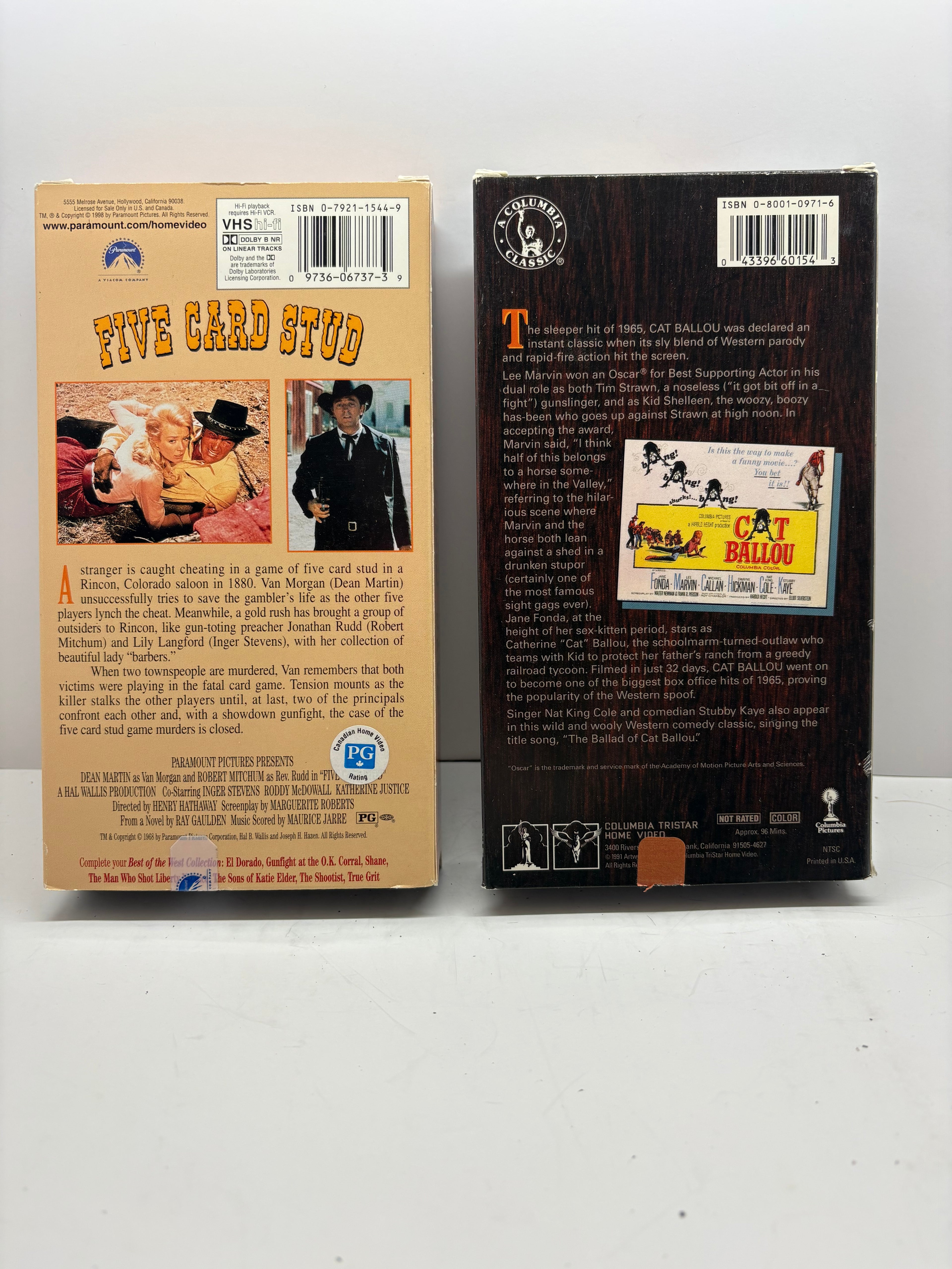 Card Stud (1968) + Cat Ballou (1965) VHS Bundle - Dean Martin, Jane Fonda, Lee Marvin - Classic Westerns - Good Condition TESTED