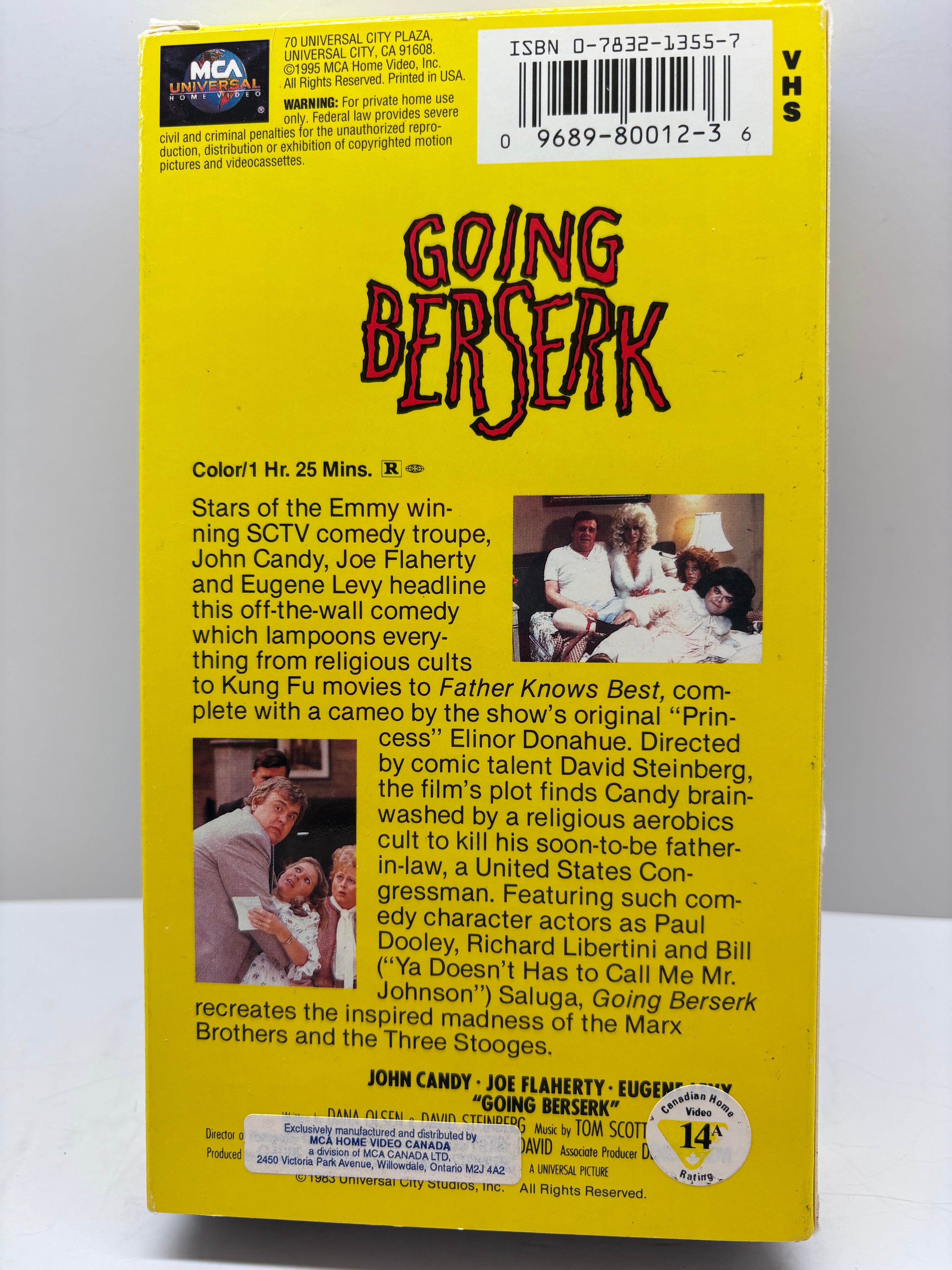 Going Berserk VHS Like New Comedy - John Candy Eugene Levy TESTED Rare Cover