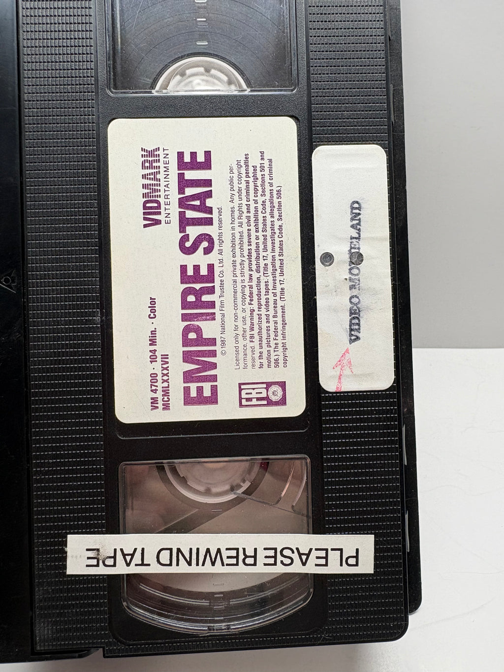 Rare 1987 Empire State VHS Vidmark Entertainment EM4700 – Drama – Vintage Black VHS Case – Good Condition