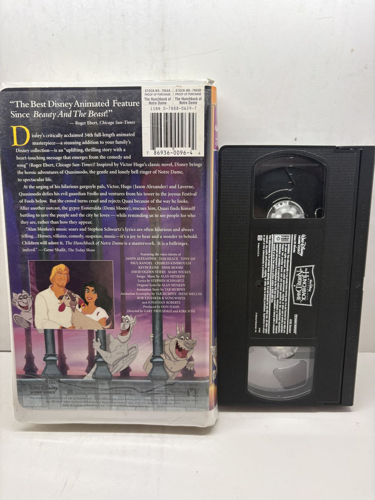 The Hunchback of Notre Dame VHS back cover and cassette