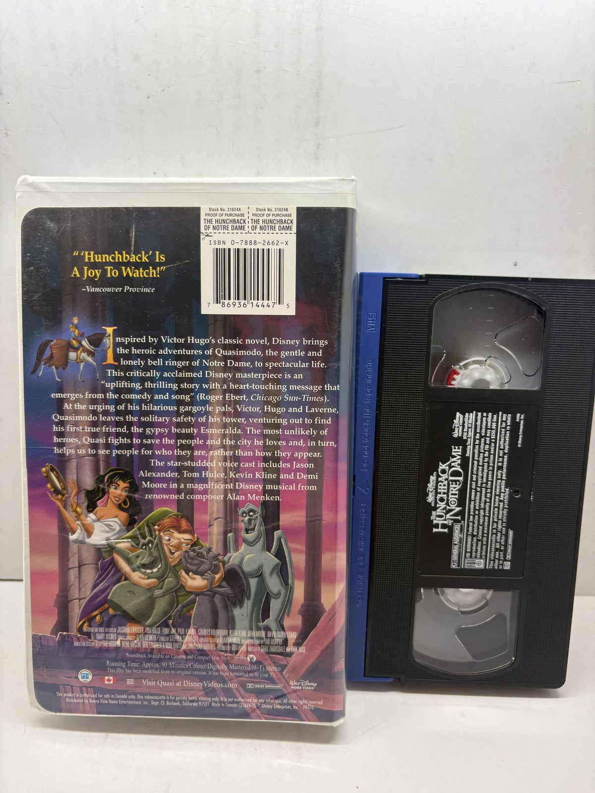 The Hunchback of Notre Dame – Gold Classic Collection VHS back cover and cassette
