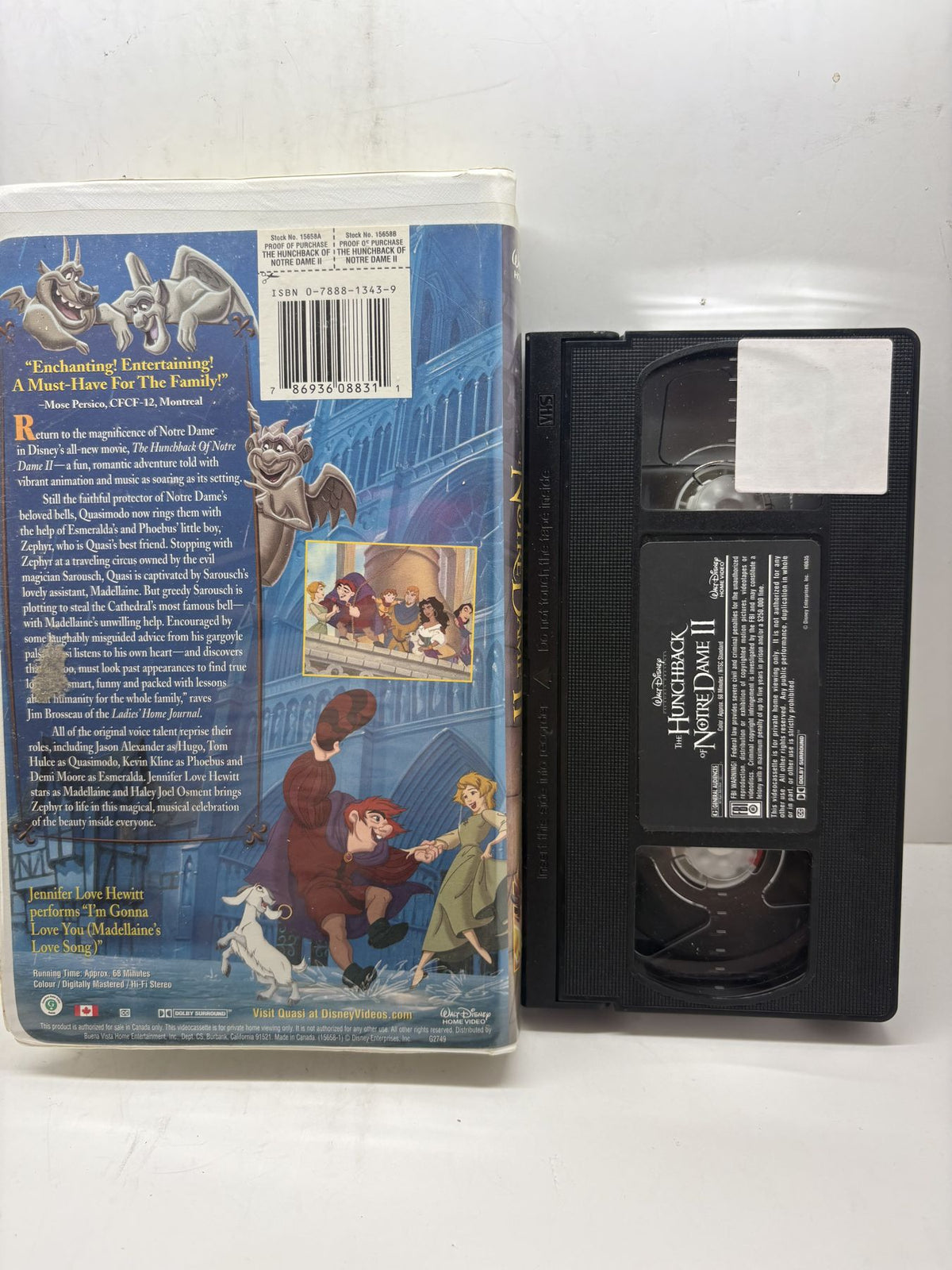 The Hunchback of Notre Dame II VHS back cover and cassette