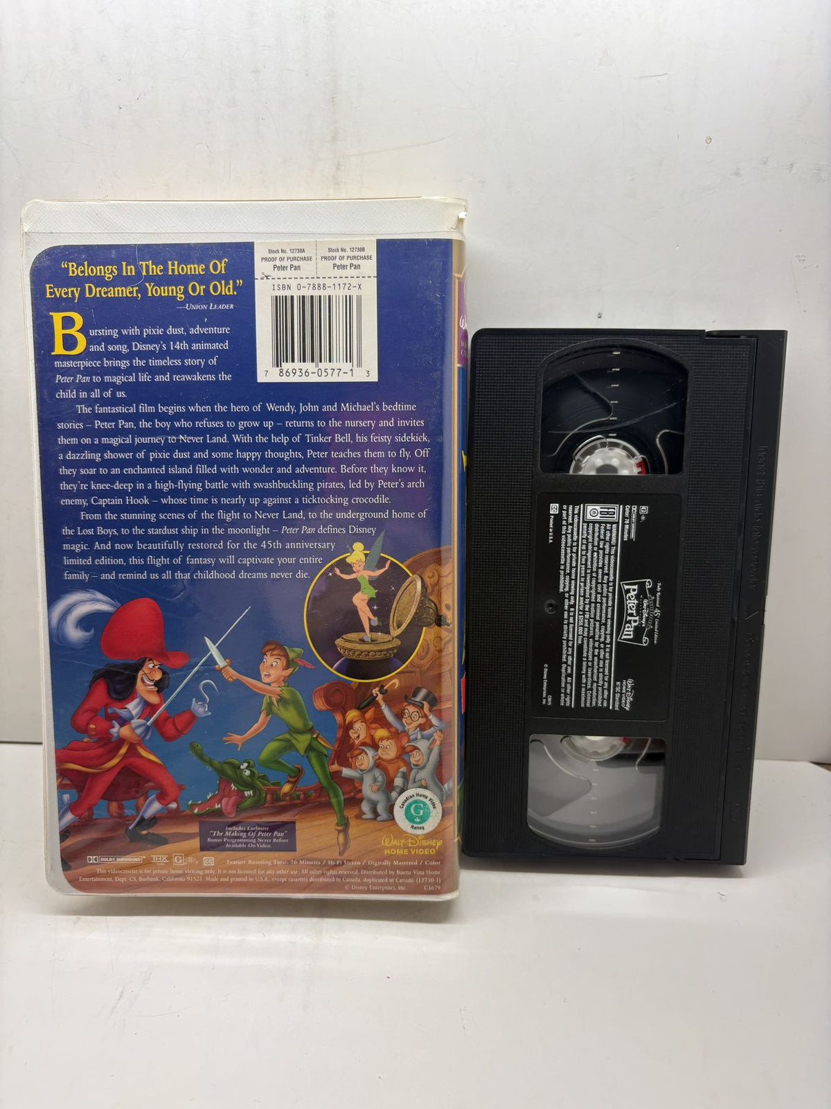Peter Pan – 45th Anniversary Limited Edition VHS back cover and cassette