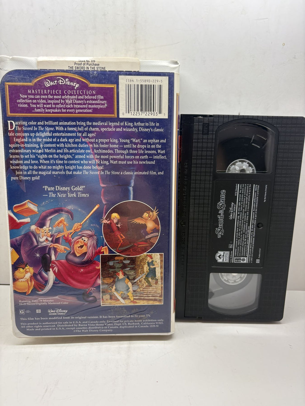 The Sword in the Stone – Masterpiece Collection VHS back cover and cassette