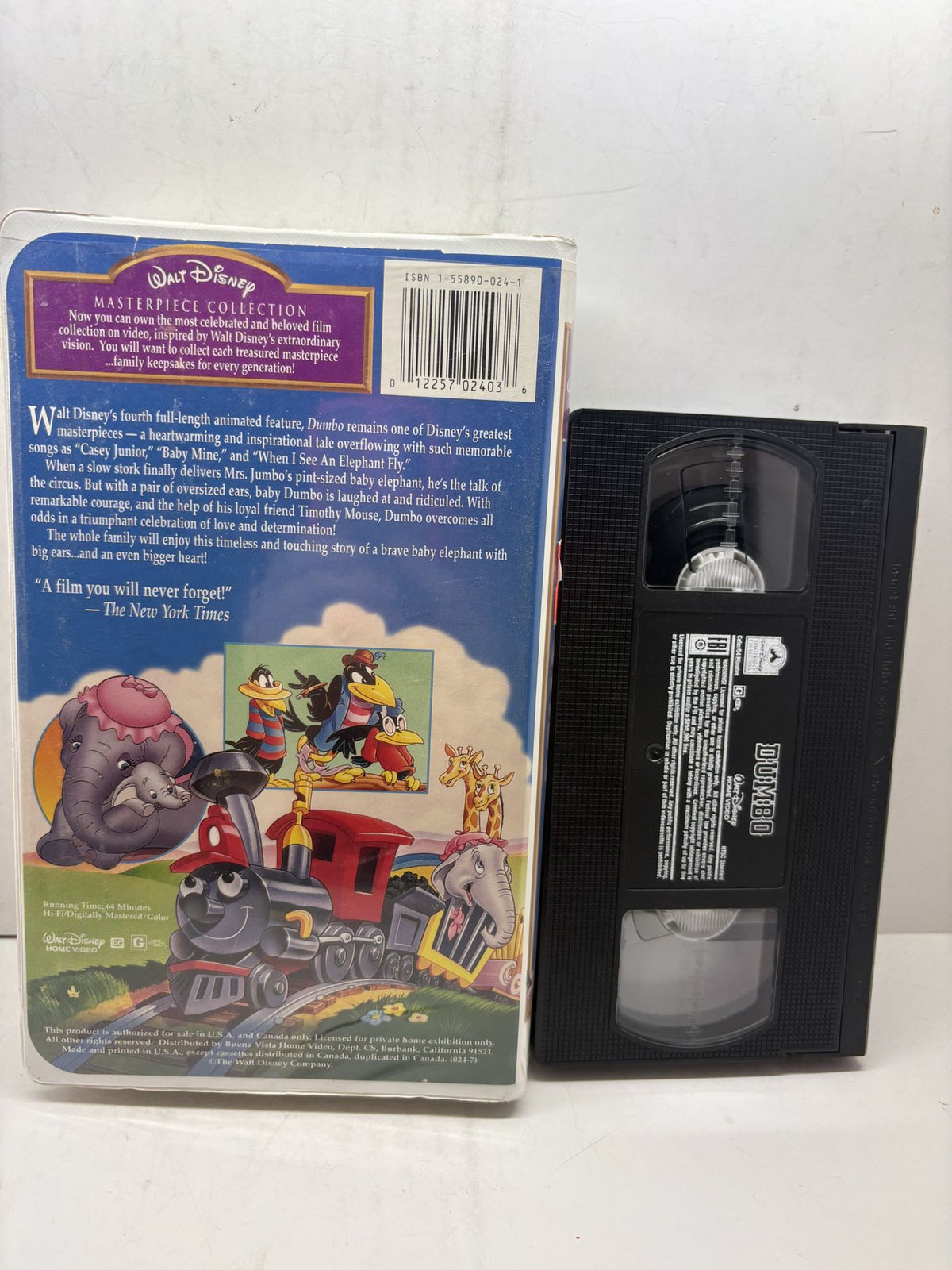 Dumbo – Masterpiece Collection VHS back cover and cassette