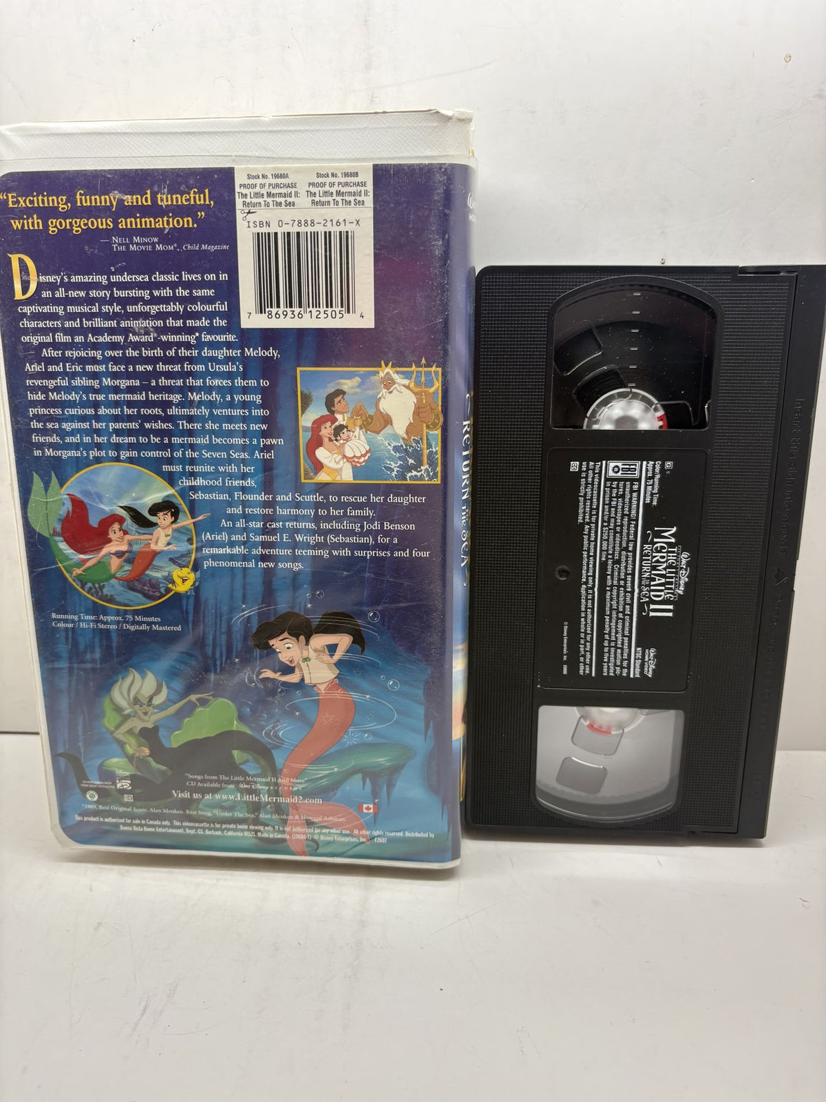 The Little Mermaid II: Return to the Sea VHS back cover and cassette