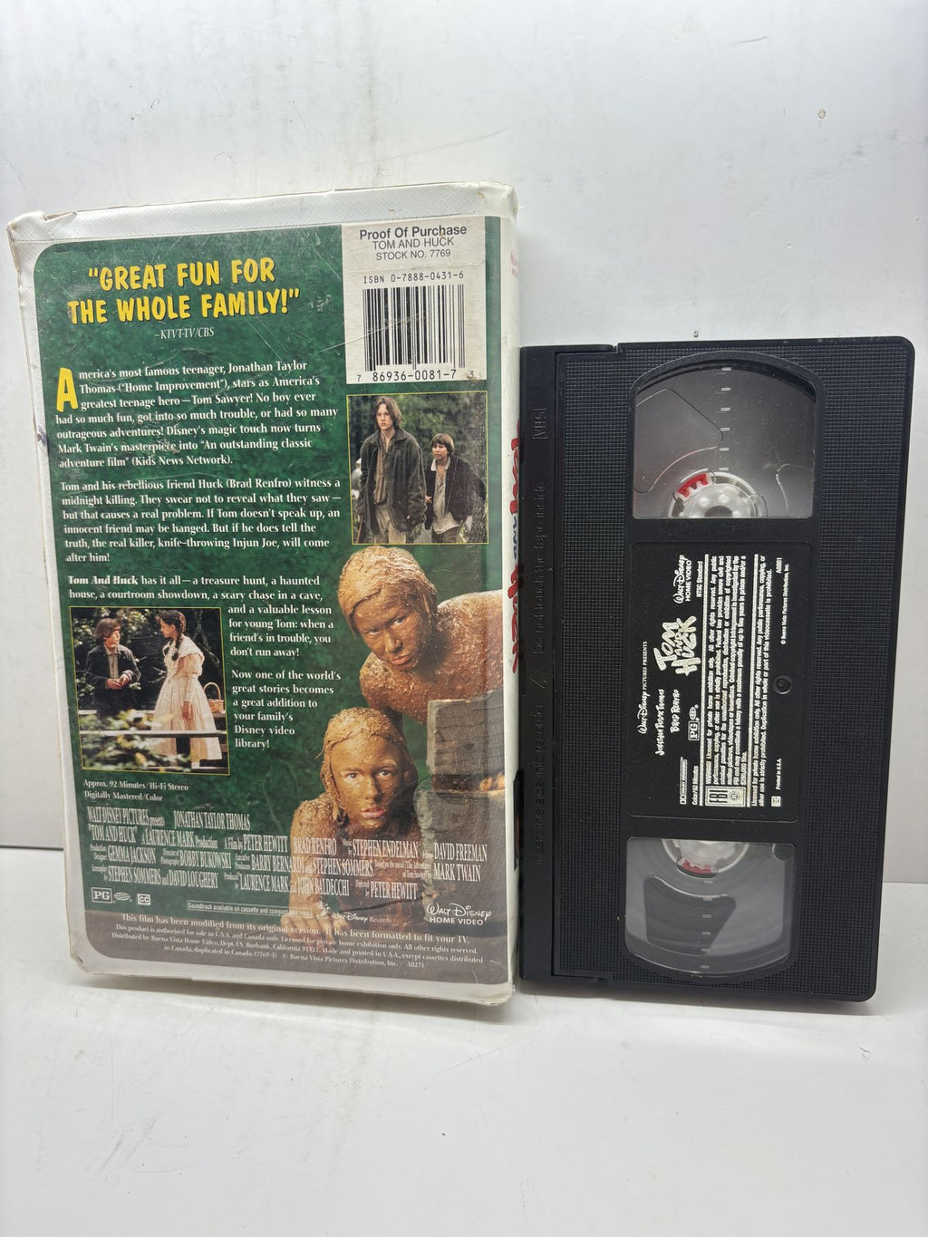 Tom and Huck VHS back cover and cassette