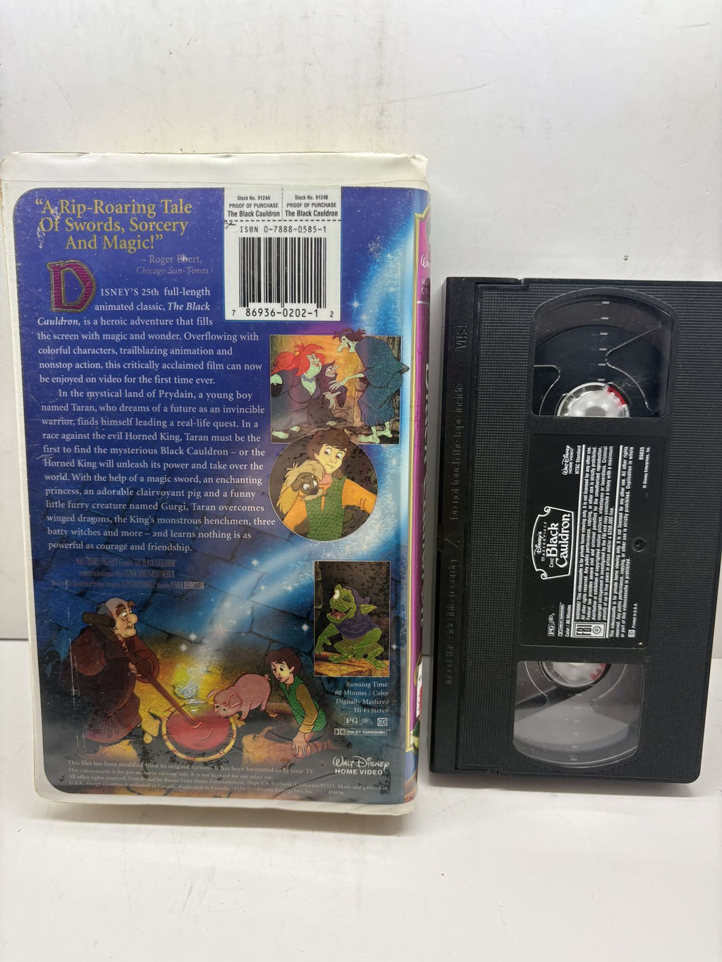 The Black Cauldron – Masterpiece Collection VHS back cover and cassette