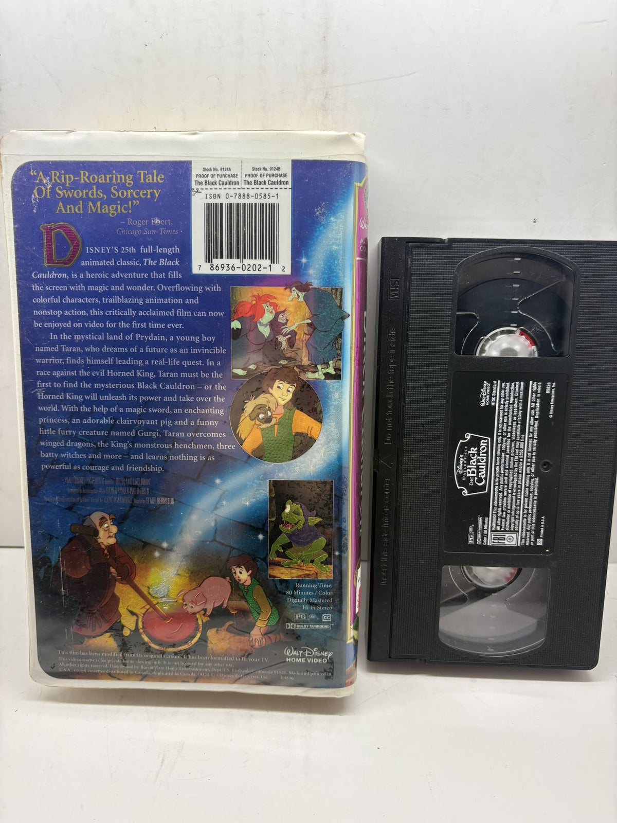 The Black Cauldron – Masterpiece Collection VHS back cover and cassette