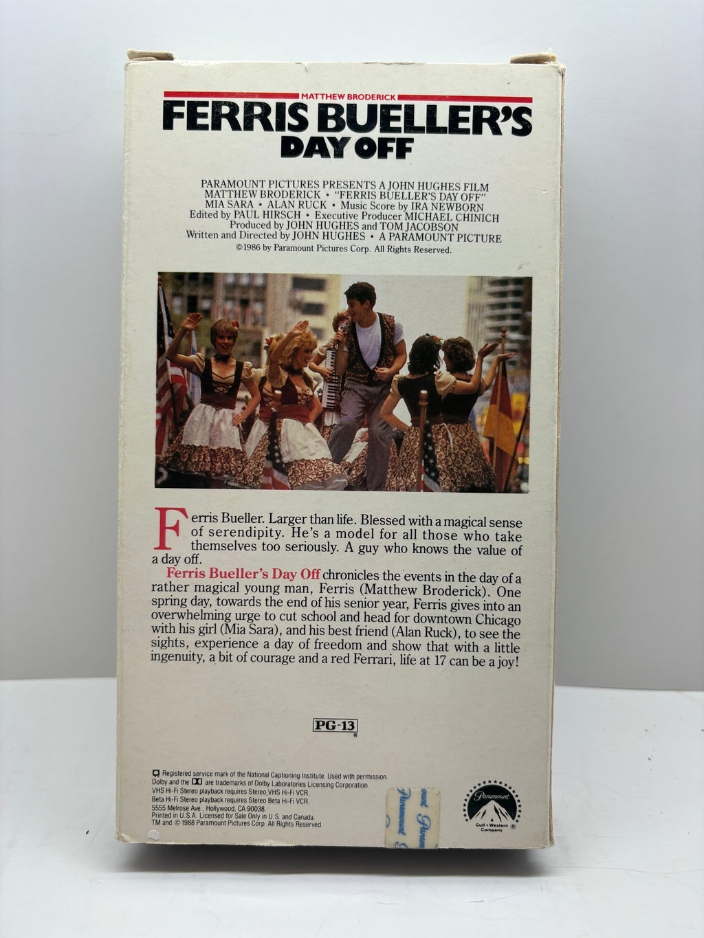 Ferris Bueller’s Day Off VHS Paramount White Cover Great Condition Classic Comedy TESTED