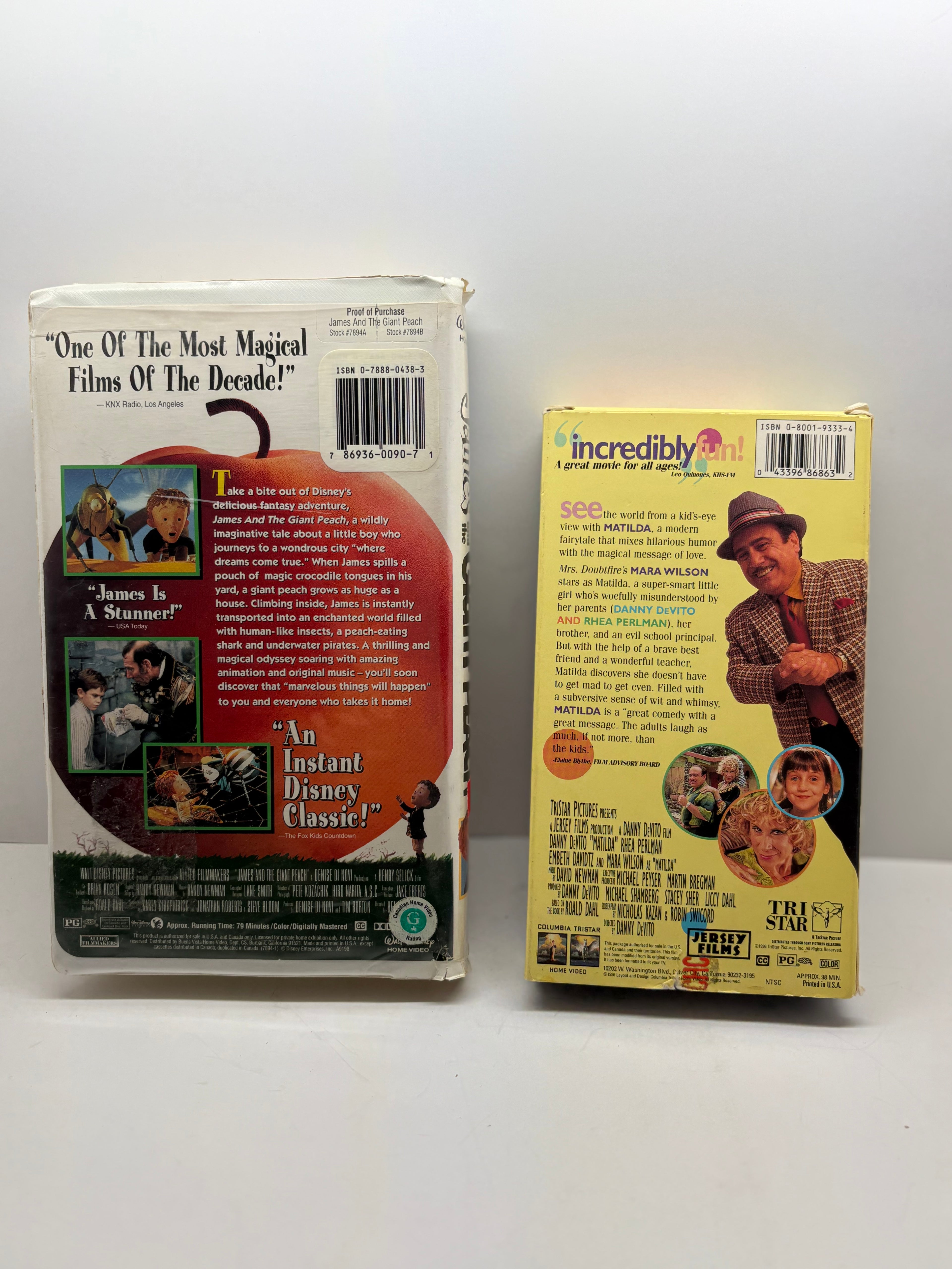 James and the Giant Peach + Matilda VHS Bundle (1996) - Roald Dahl Family Movies - Good Condition TESTED