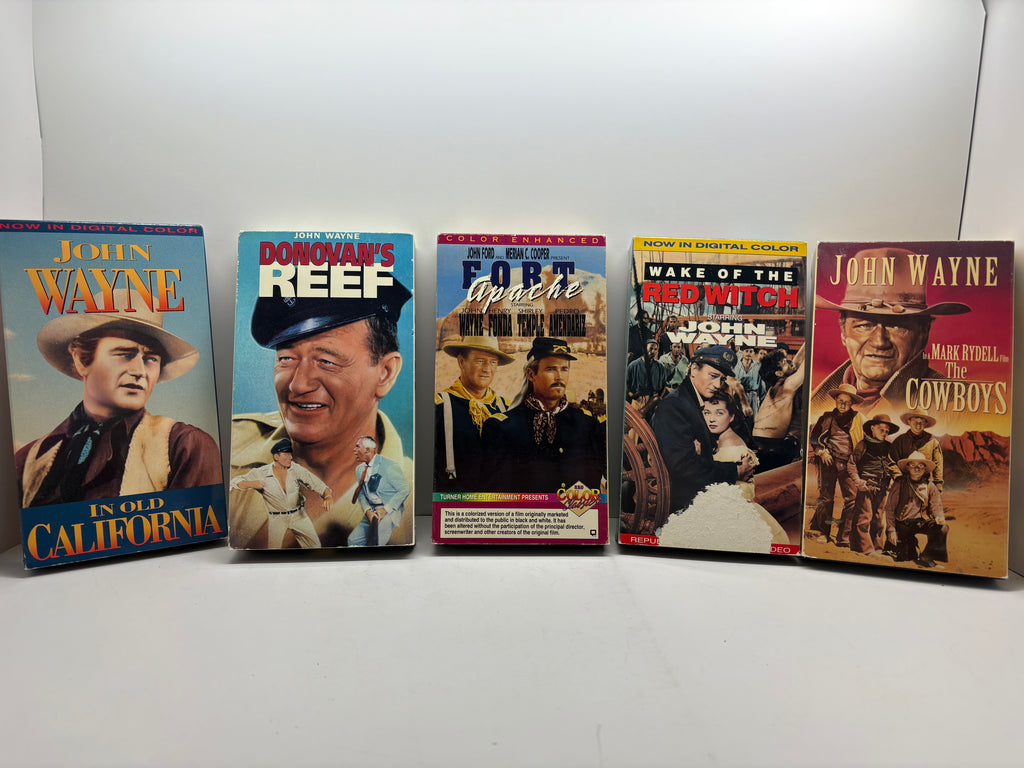 John Wayne VHS Bundle (5 Movies) - In Old California, Donovan's Reef, Fort Apache, Wake of the Red Witch, The Cowboys - Classic Westerns - Good Condition TESTED