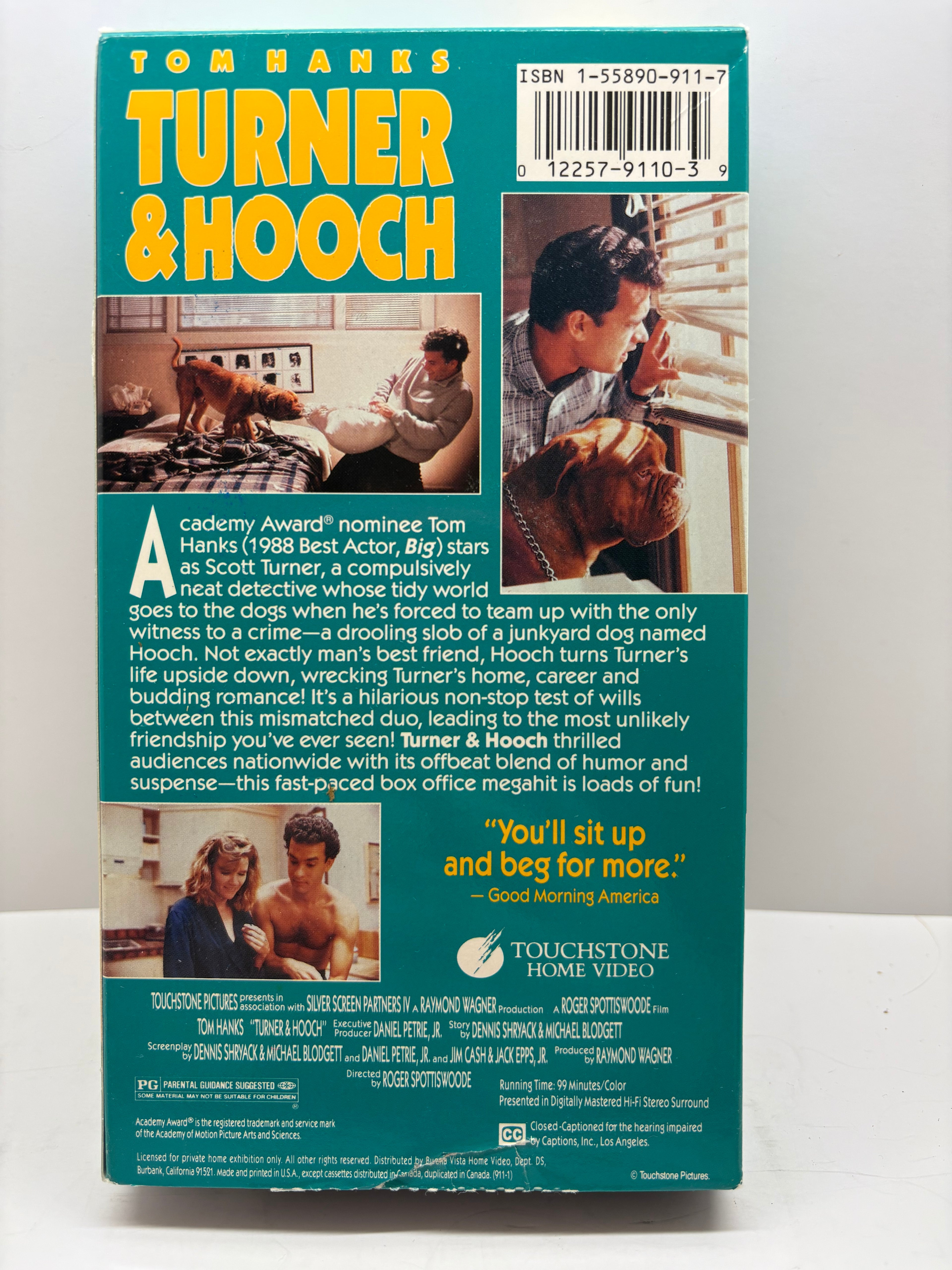Turner & Hooch VHS (1989) - Tom Hanks on Cover - Touchstone Home Video - Great Condition