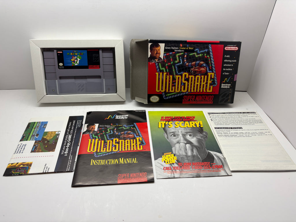 Super Nintendo SNES Bundle - Vegas Stakes + WildSnake CIB Complete with Manuals & Inserts - Great Condition