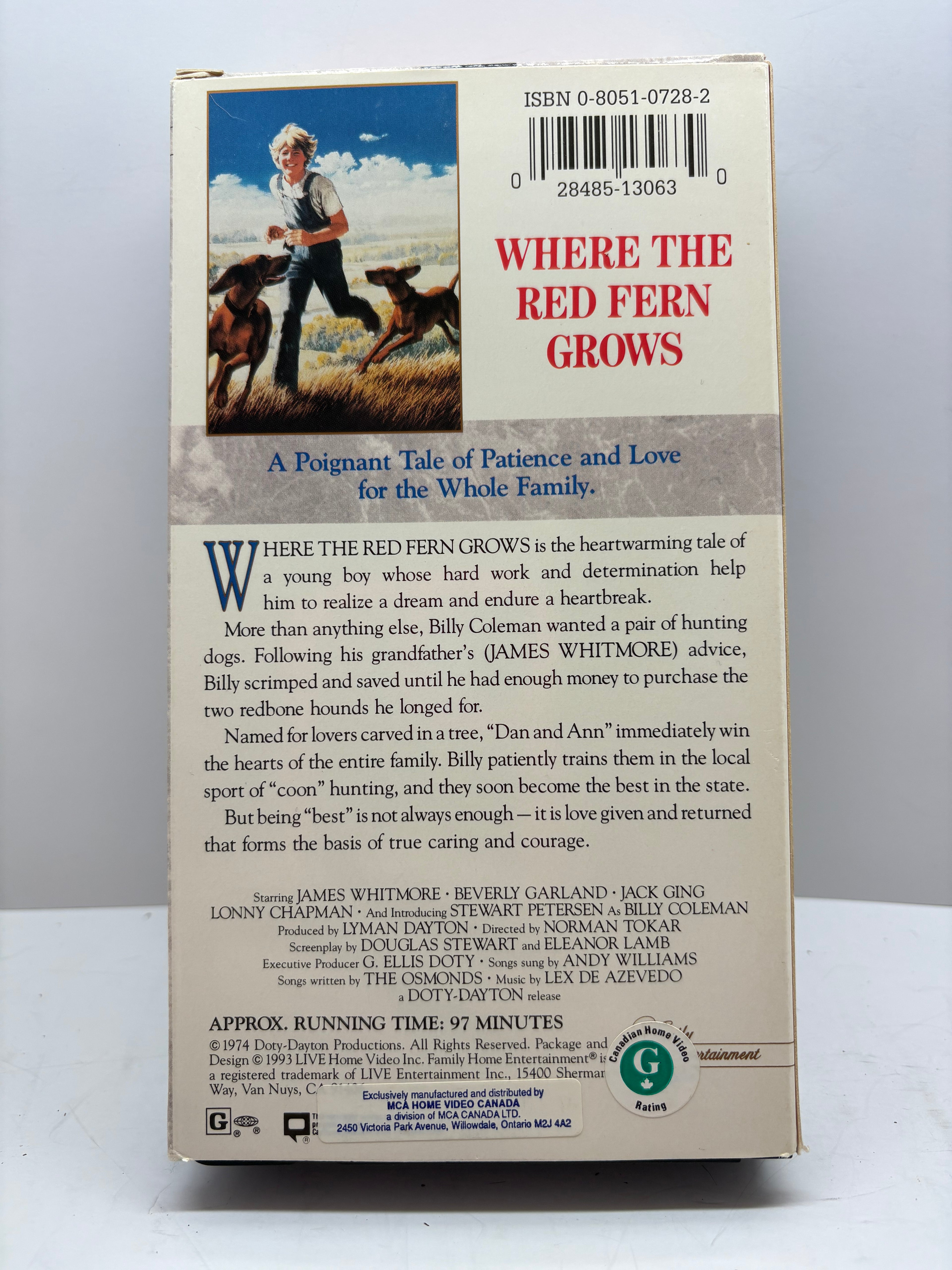 Where the Red Fern Grows VHS (1974) - James Whitmore - Classic Family Drama Based on the Book - Good Condition TESTED