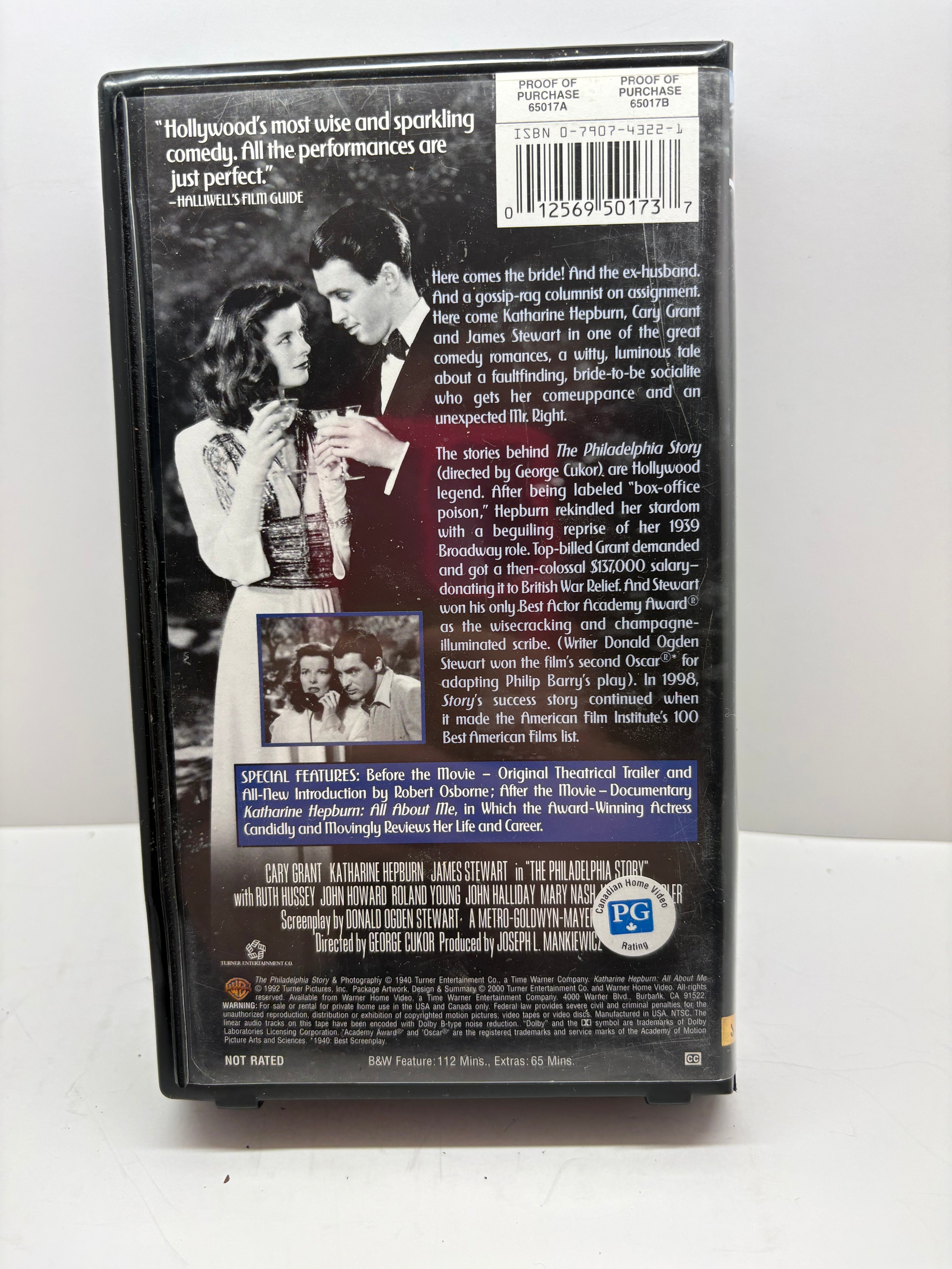A Philadelphia Story VHS (1940) - Katharine Hepburn, Cary Grant, James Stewart - Classic Romantic Comedy - Good Condition