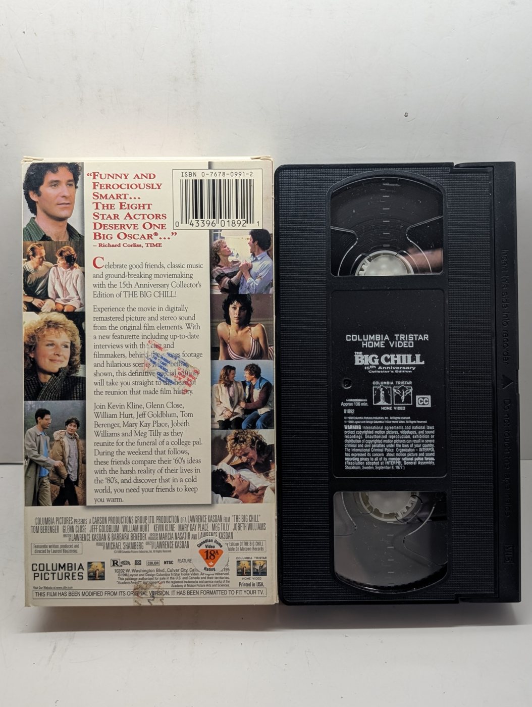 The Big Chill VHS actual tape photo 2