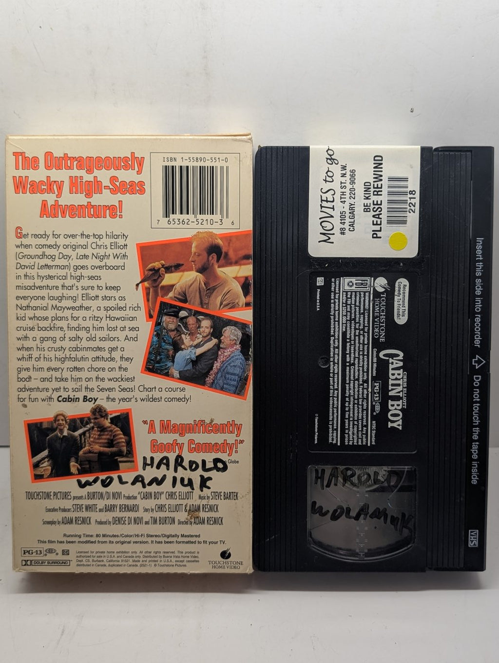 Cabin Boy VHS actual item back