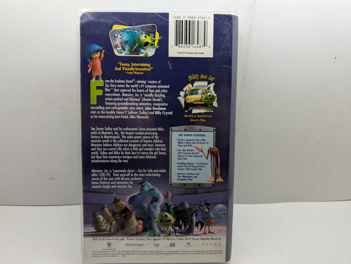 Monsters, Inc. VHS - actual item back
