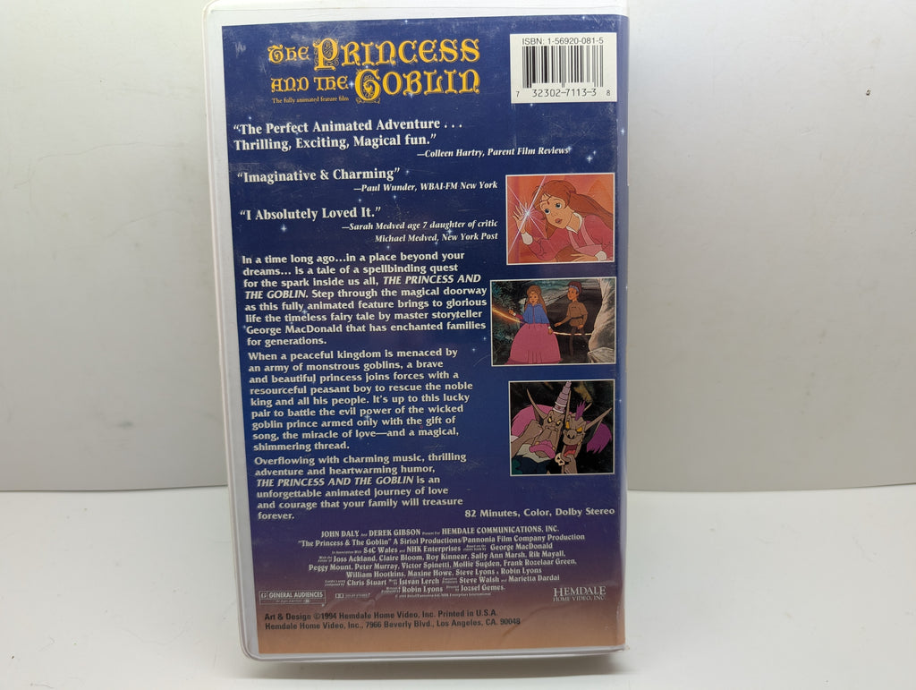 The Princess and the Goblin VHS - actual item back