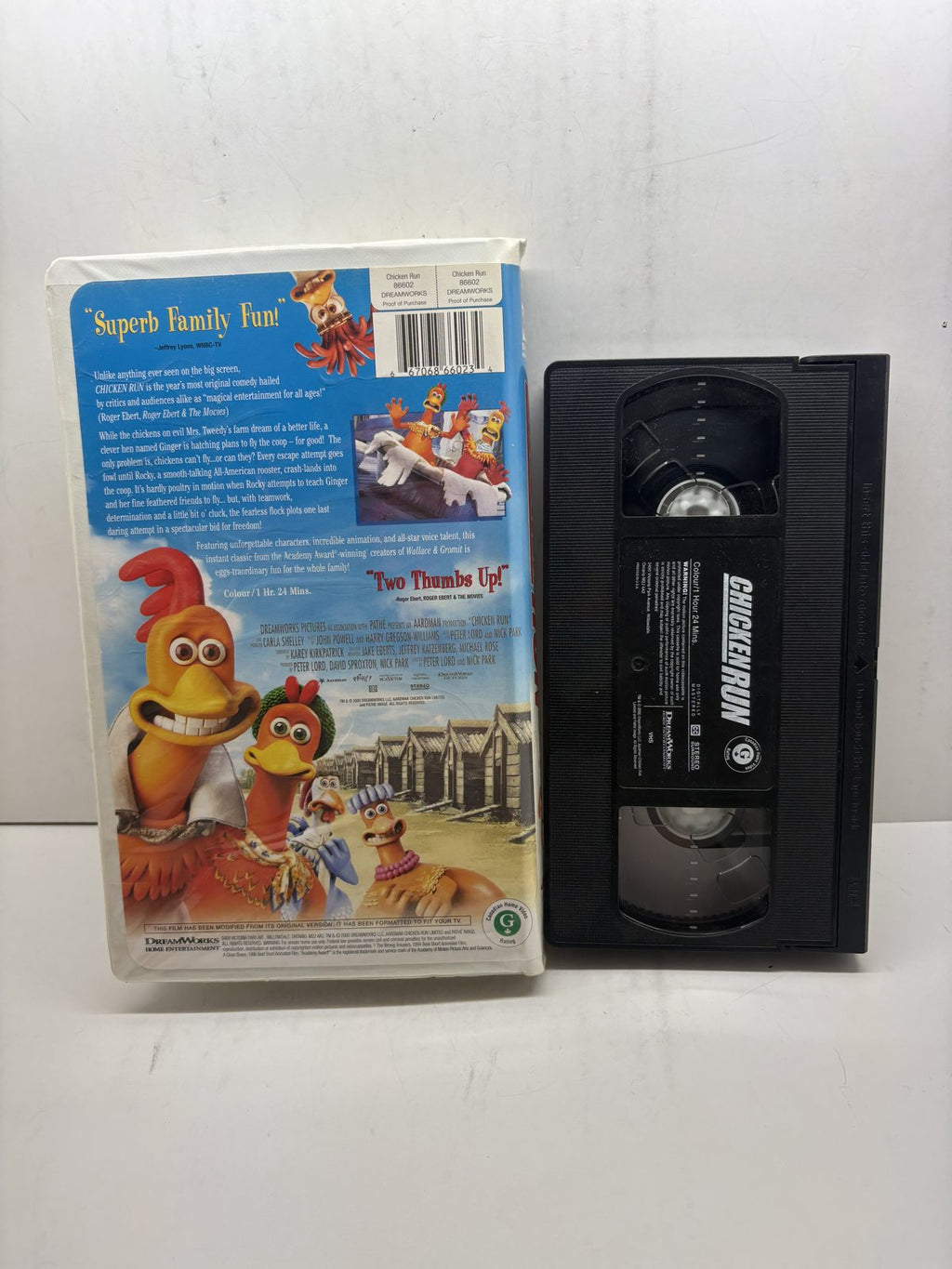 Chicken Run VHS back cover