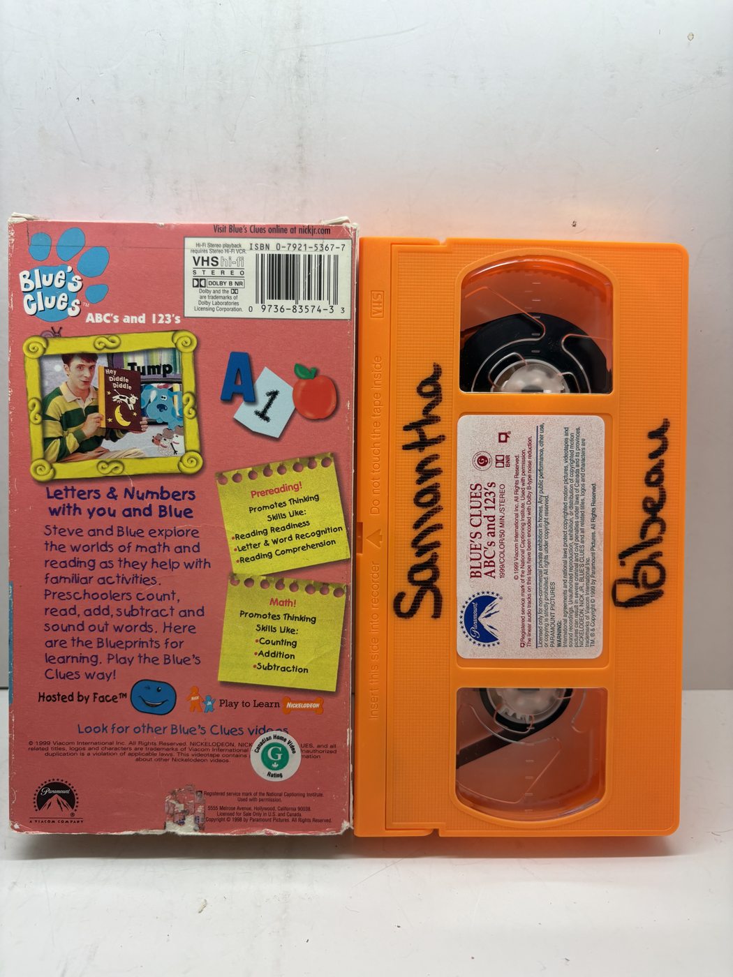 Blue's Clues: ABCs and 123s VHS back