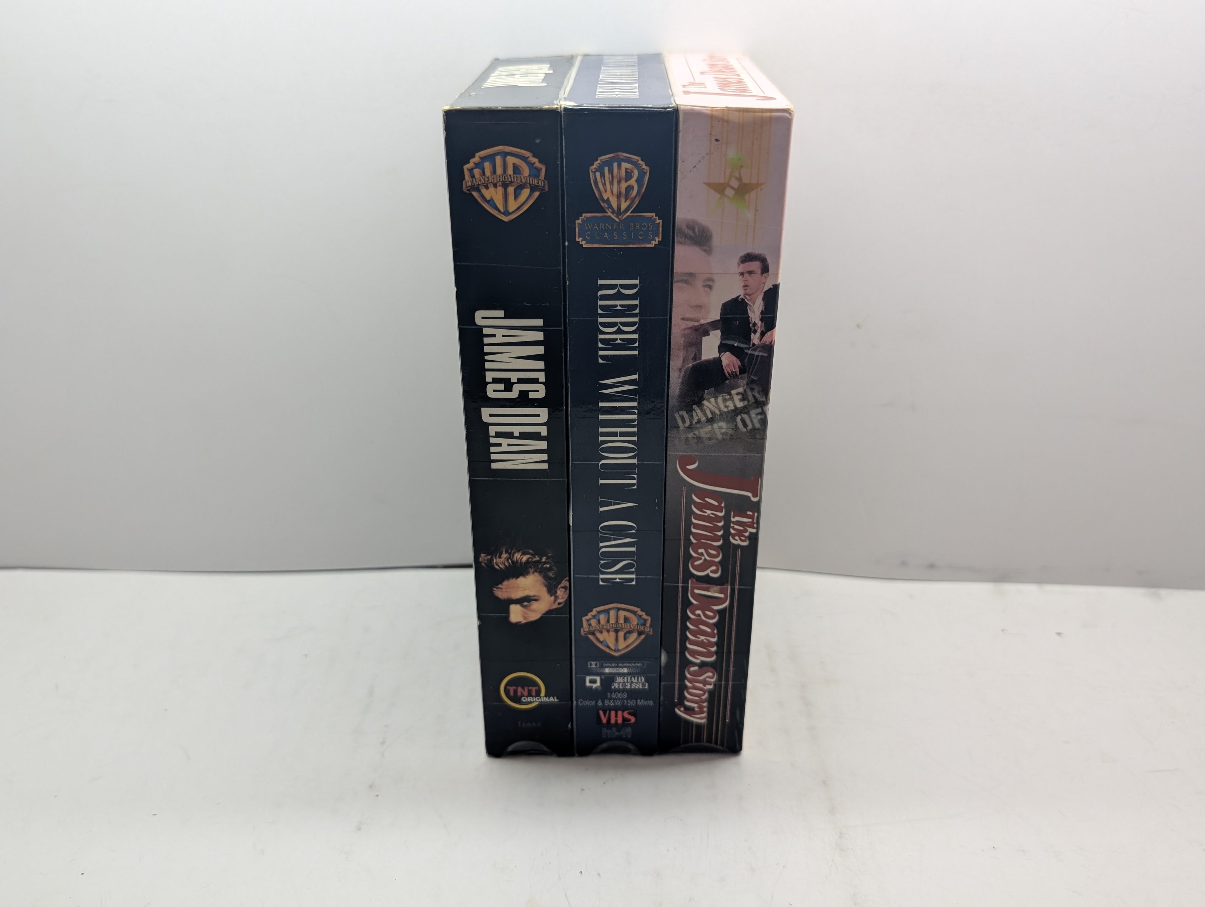James Dean 3-Tape Collection: James Dean / Rebel Without a Cause / The James Dean Story - VHS – actual VHS tape and packaging sold by Canada VHS.